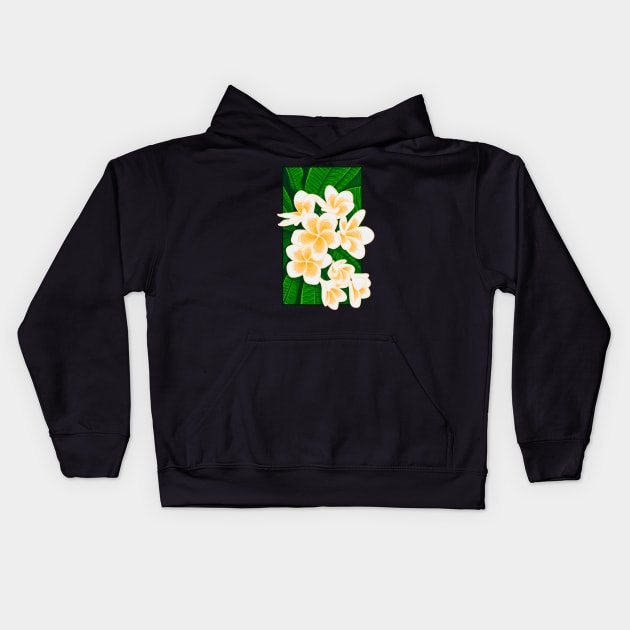 Doodle illustration of Balinese frangipani flowers Kids Hoodie by Wahyuwm48